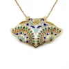 Vintage Indian Guilloche Enamel Fan Pendant Necklace Handmade Vermeil Silver