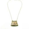 Vintage Indian Guilloche Enamel Panel Pendant Necklace in Vermeil Silver