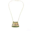 Vintage Indian Guilloche Enamel Panel Pendant Necklace in Vermeil Silver