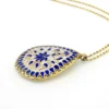 Indian guilloche enamel lac teardrop necklace in vermeil silver with blush pink and cobalt blue enamel