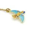 Indian guilloche enamel lac bird necklace in vermeil silver with turquoise and cobalt blue enamel