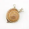 Sterling silver figural snail pendant with natural spiral shell and dimensional artisan design