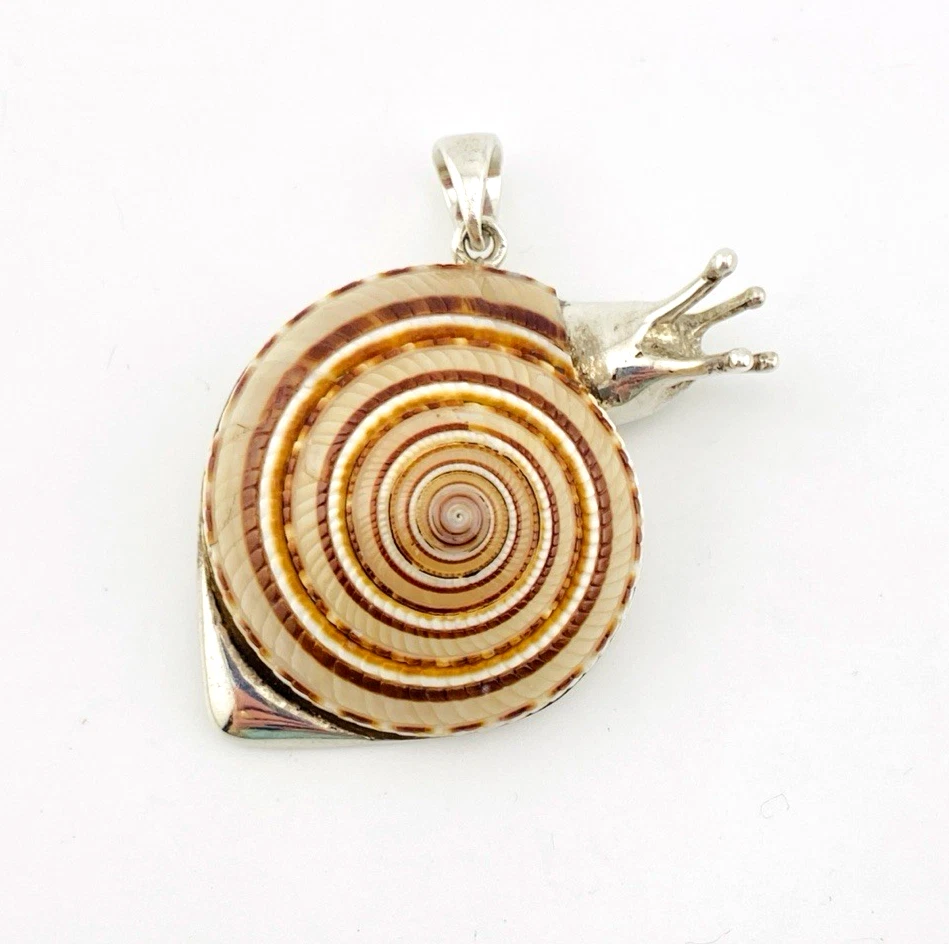 Sterling Silver Snail Pendant with Natural Shell
