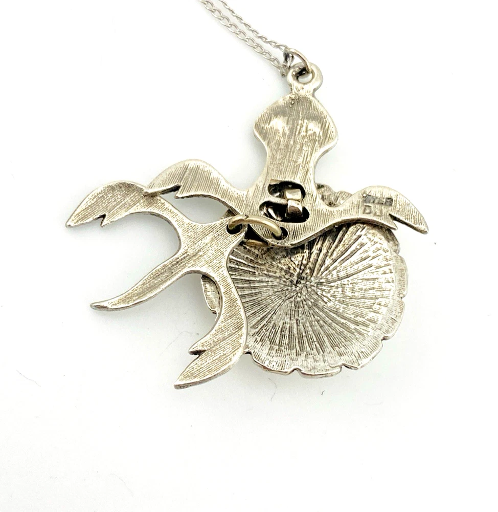 Vintage Sterling Silver Articulated Sea Turtle Necklace DJ