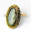 Hand carved mother of pearl cameo ring in 12K gold filled Victorian Revival setting