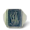 Vintage steel signet ring with hand engraved monogram LPM