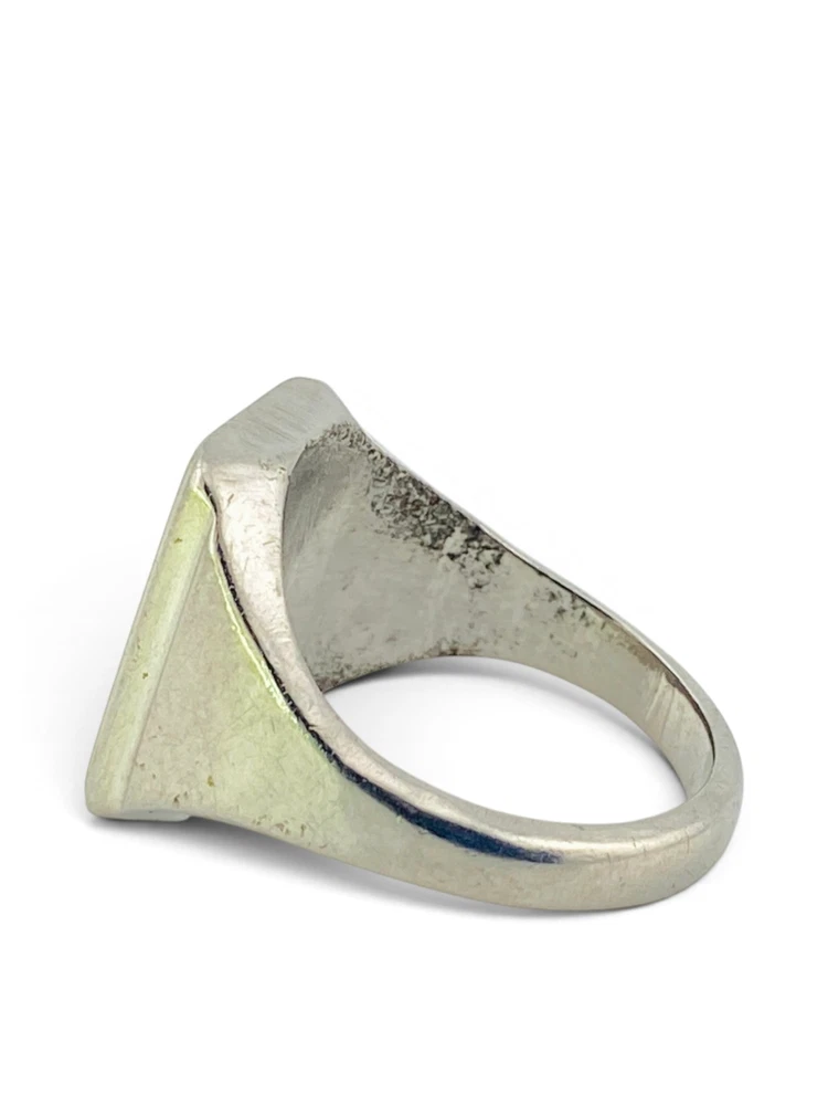 Vintage steel signet ring with hand engraved monogram LPM