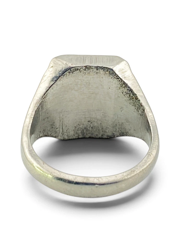 Vintage steel signet ring with hand engraved monogram LPM