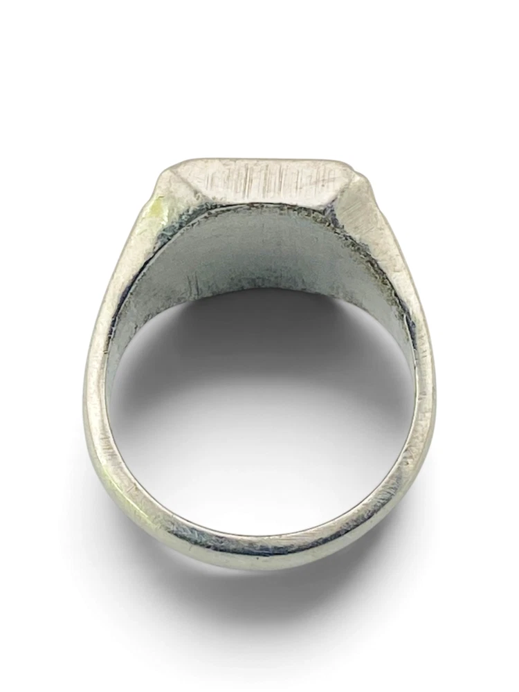 Vintage steel signet ring with hand engraved monogram LPM