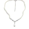 Vintage Faux Pearl CZ Sterling Silver Necklace 925 AU
