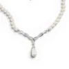 Vintage Faux Pearl CZ Sterling Silver Necklace 925 AU