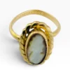 Hand carved mother of pearl cameo ring in 12K gold filled Victorian Revival setting