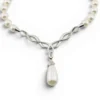 Vintage Faux Pearl CZ Sterling Silver Necklace 925 AU