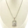 Vintage Camphor Glass Real Diamond Pendant Necklace Rhodium Plated Floral
