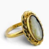Hand carved mother of pearl cameo ring in 12K gold filled Victorian Revival setting