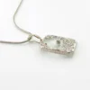 Vintage Camphor Glass Real Diamond Pendant Necklace Rhodium Plated Floral