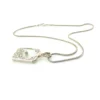 Vintage Camphor Glass Real Diamond Pendant Necklace Rhodium Plated Floral