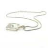 Vintage Camphor Glass Real Diamond Pendant Necklace Rhodium Plated Floral