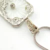 Vintage Camphor Glass Real Diamond Pendant Necklace Rhodium Plated Floral