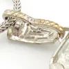 Vintage Camphor Glass Real Diamond Pendant Necklace Rhodium Plated Floral