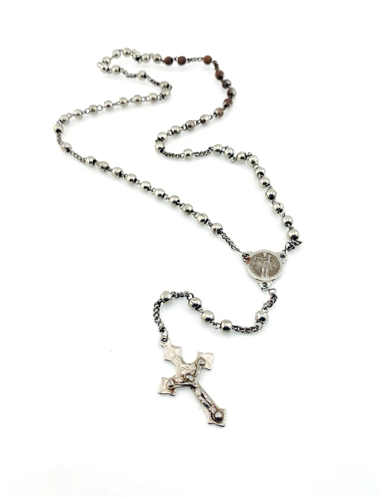 Antique Caplet Steel Rosary France French