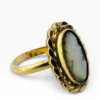 Hand carved mother of pearl cameo ring in 12K gold filled Victorian Revival setting