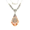 Art Deco Czech Rose Wine Glass Lavalier Necklace Silver Floral Filigree