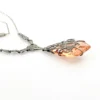 Art Deco Czech Rose Wine Glass Lavalier Necklace Silver Floral Filigree