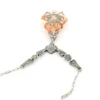 Art Deco Czech Rose Wine Glass Lavalier Necklace Silver Floral Filigree