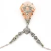 Art Deco Czech Rose Wine Glass Lavalier Necklace Silver Floral Filigree