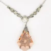 Art Deco Czech Rose Wine Glass Lavalier Necklace Silver Floral Filigree