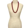 Vintage Cherry Amber Lucite Bead Necklace 30 Inch Statement Strand