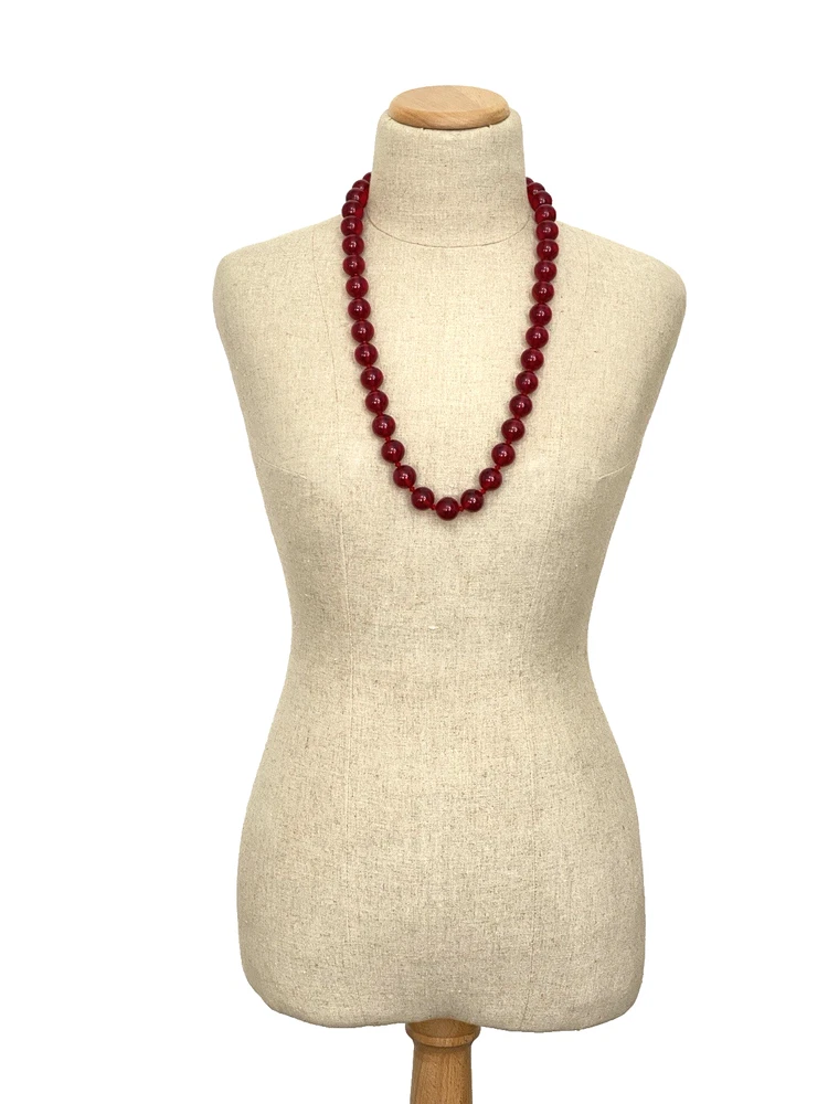 Cherry Amber Lucite Bead Necklace