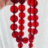 Vintage Cherry Amber Lucite Bead Necklace 30 Inch Statement Strand