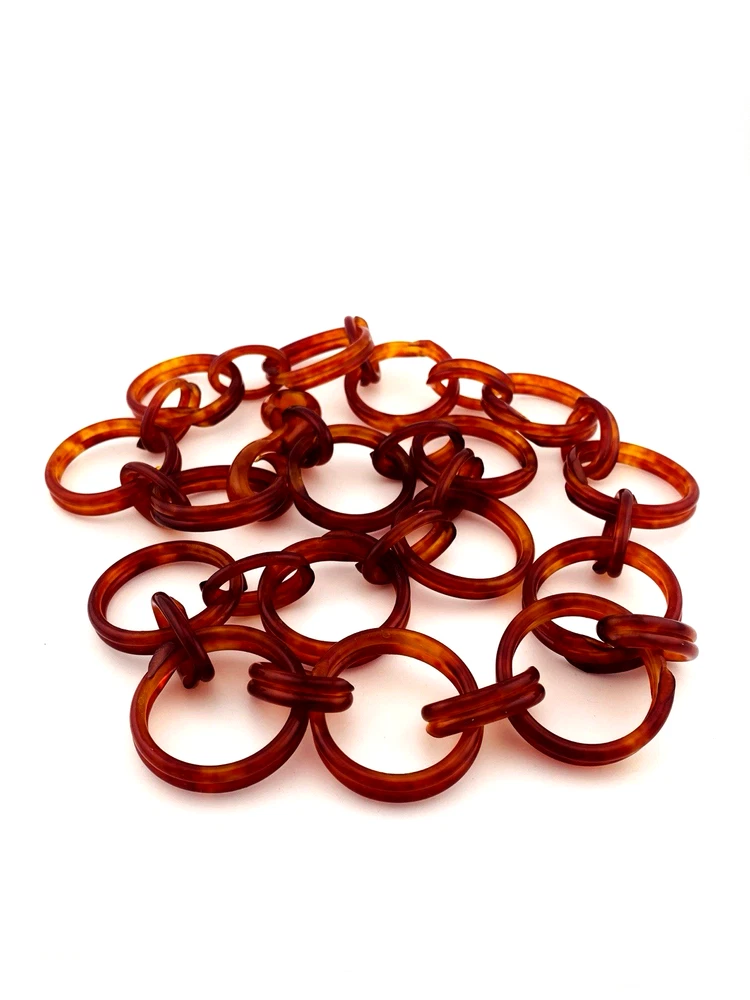 Vintage Faux Tortoise Celluloid Link Necklace Art Deco Statement