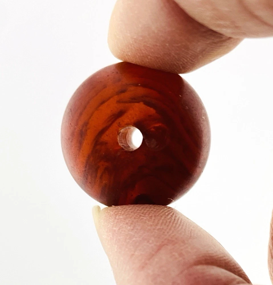 Vintage Cherry Amber Color Attributed Faturan Rondelle Bead 22mm