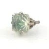 Art Deco clear cut glass sugarloaf cocktail ring with etched sunrise pattern in silver tone setting