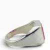 Vintage sterling silver signet ring with square cut laboratory created ruby gemstone size 11
