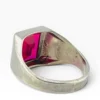Vintage sterling silver signet ring with square cut laboratory created ruby gemstone size 11