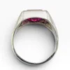 Vintage sterling silver signet ring with square cut laboratory created ruby gemstone size 11