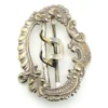 Large antique Victorian silver plated belt buckle with raised scrollwork design