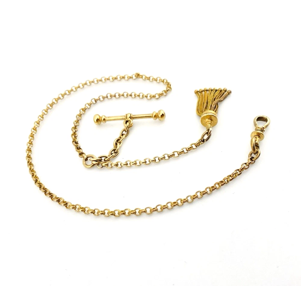 Antique Victorian gold filled Albert watch chain with tassel
