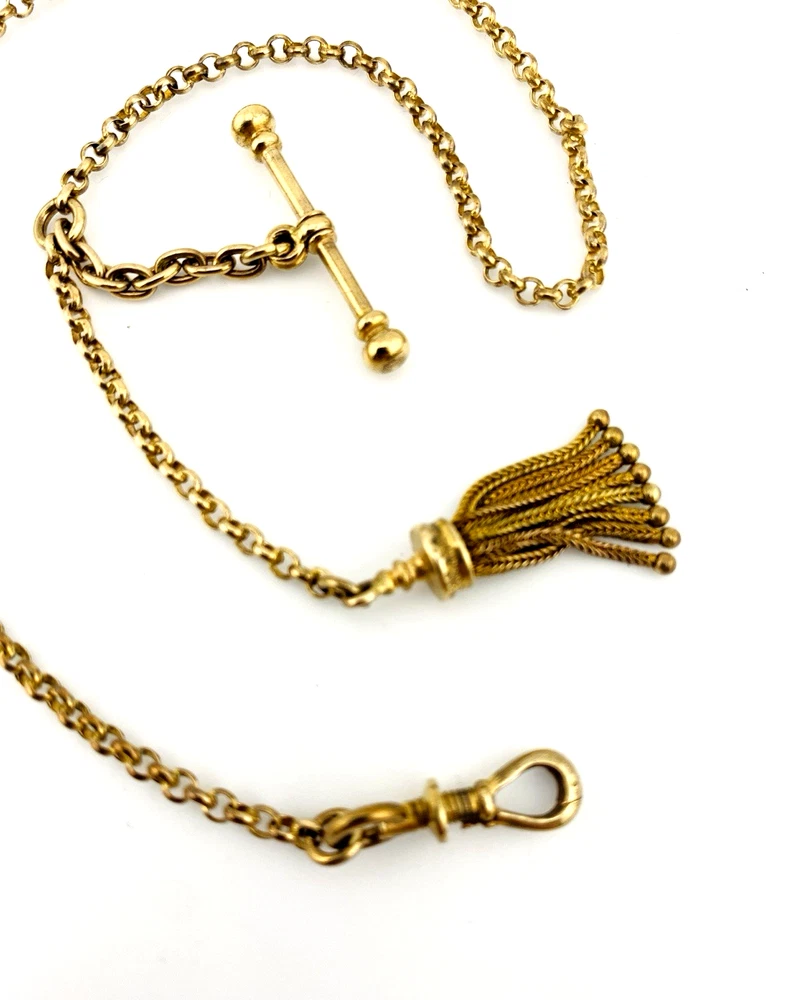 Antique Victorian gold filled Albert watch chain with tassel
