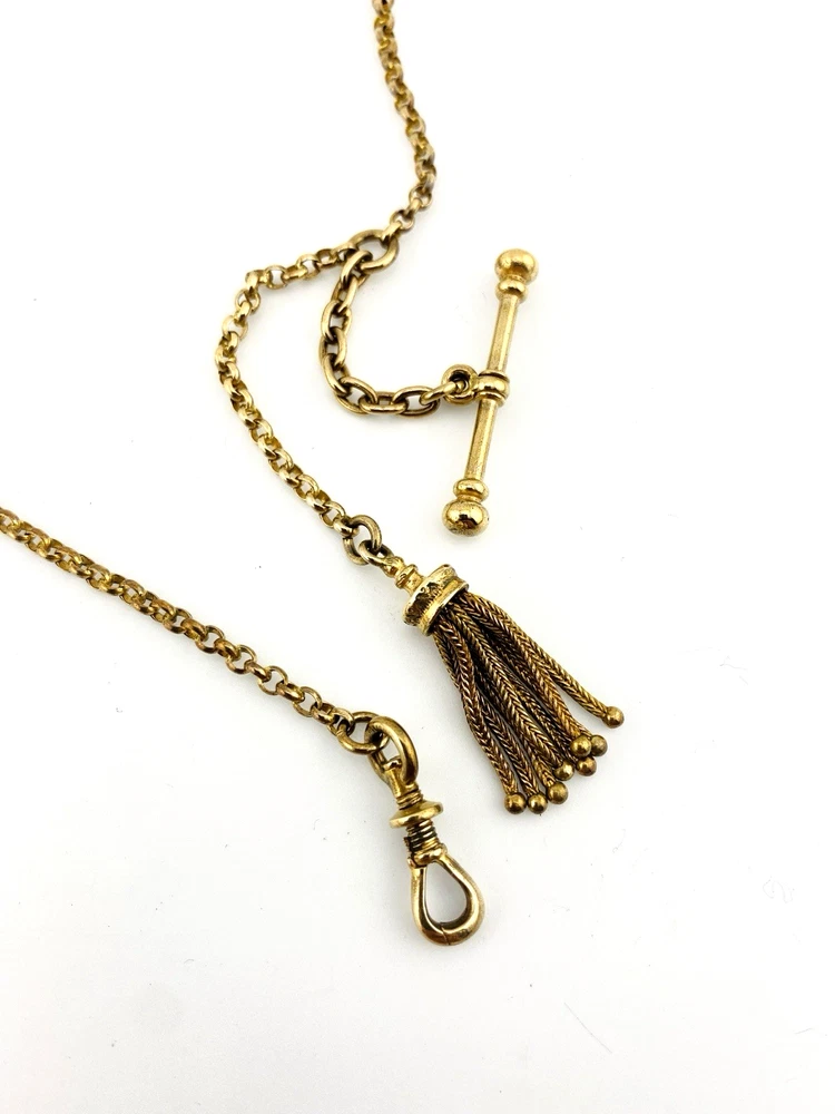 Antique Victorian gold filled Albert watch chain with tassel