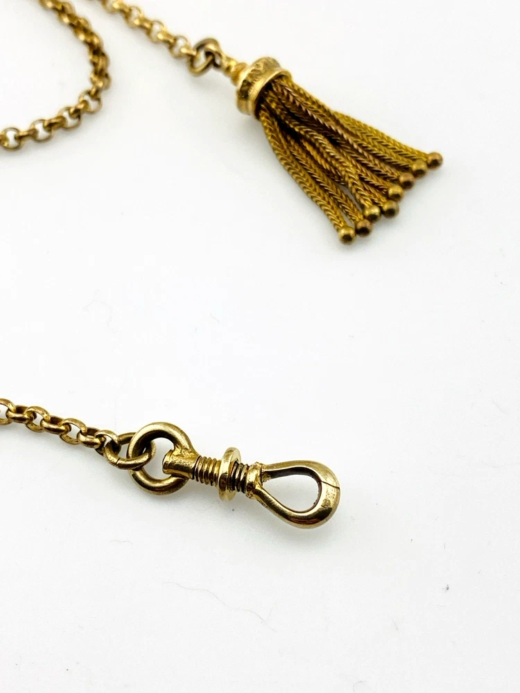 Antique Victorian gold filled Albert watch chain with tassel