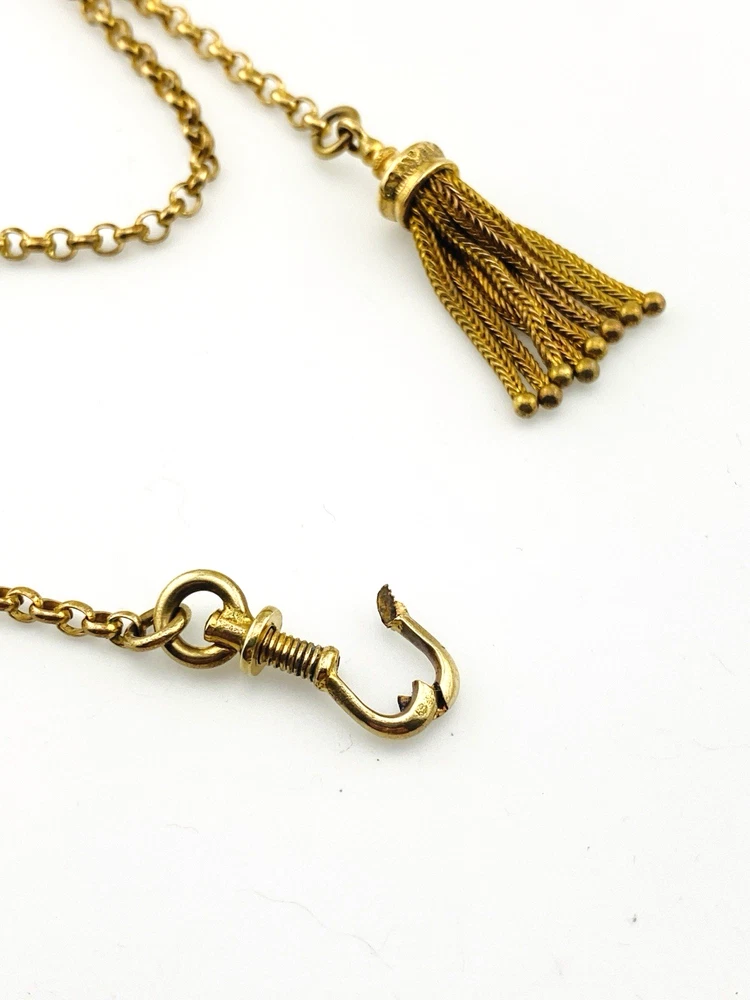 Antique Victorian gold filled Albert watch chain with tassel