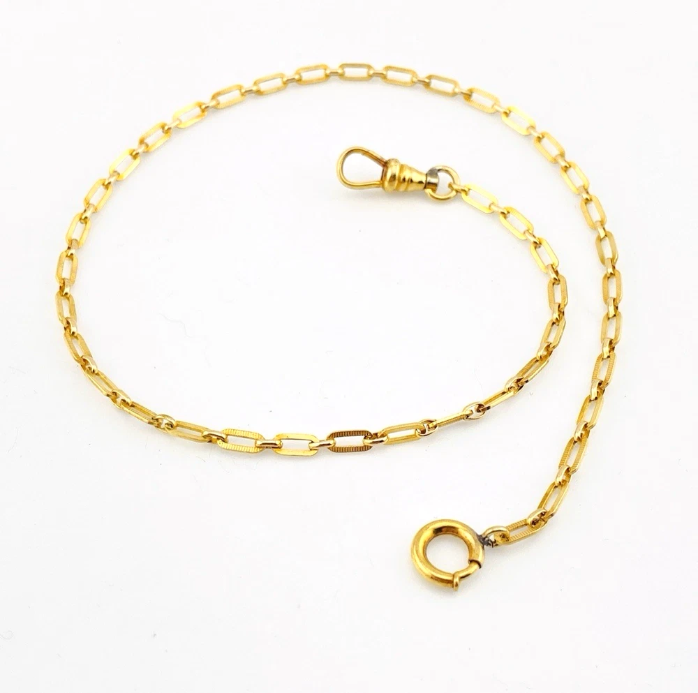 1930s gold filled pocket watch chain with dog clip
