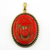 Large vintage Czech red glass pharaoh cameo pendant in gold plated Egyptian Revival setting