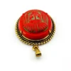 Large vintage Czech red glass pharaoh cameo pendant in gold plated Egyptian Revival setting