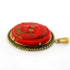 Large vintage Czech red glass pharaoh cameo pendant in gold plated Egyptian Revival setting